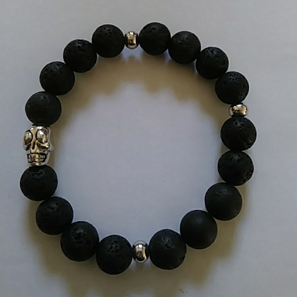 Volcanic Bead Bracelet with Skelton